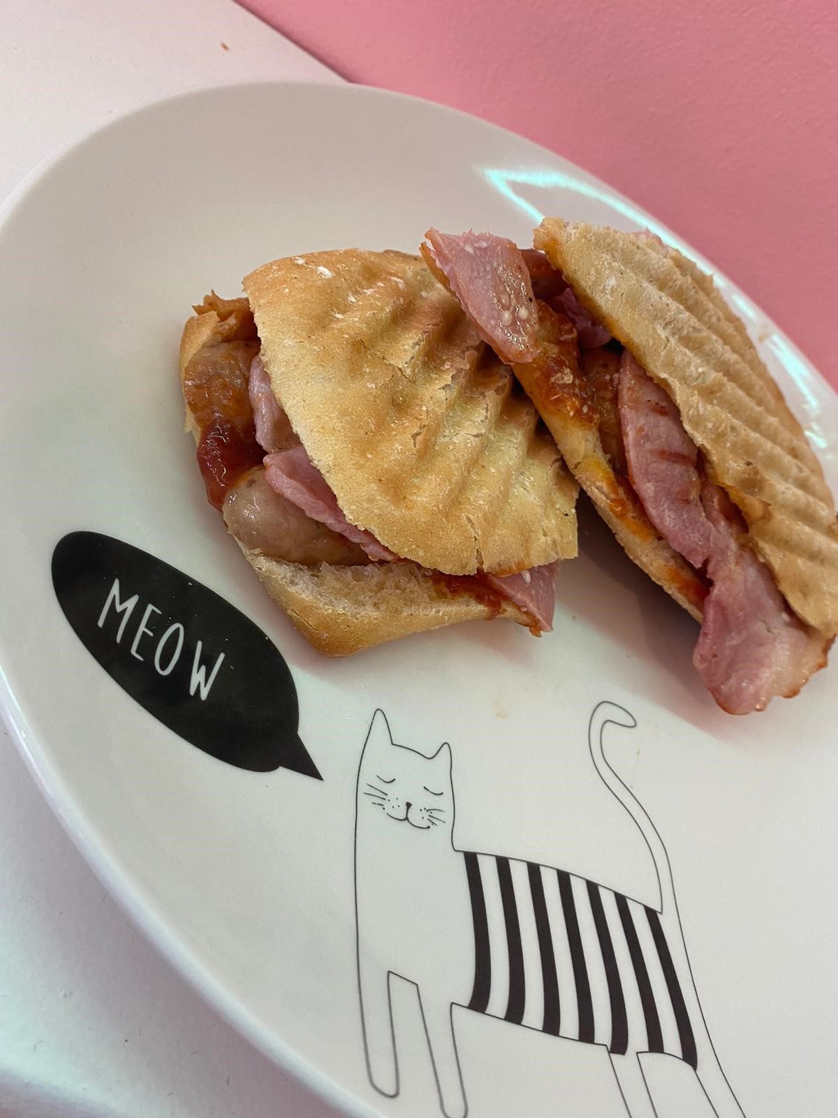 bacon & sausage panini